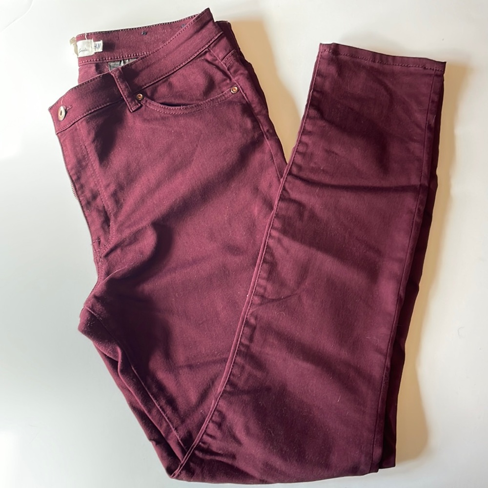 H&M LOGG Maroon High Rise Skinny